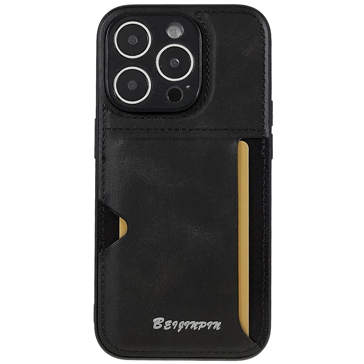 Case de Teléfono de Diseño de Ranura Para Tarjetas Para Iphone 14 Pro, PU Leather+TPU+PC Cubierta Protectora a Prueba de Polvo Anti-scratch - Gris