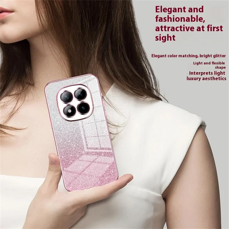 For Xiaomi Poco M8 Pro 5G / Redmi Note 15 Pro+ 5G (Global) Case Electroplating Gradient Glitter TPU Phone Cover - Pink