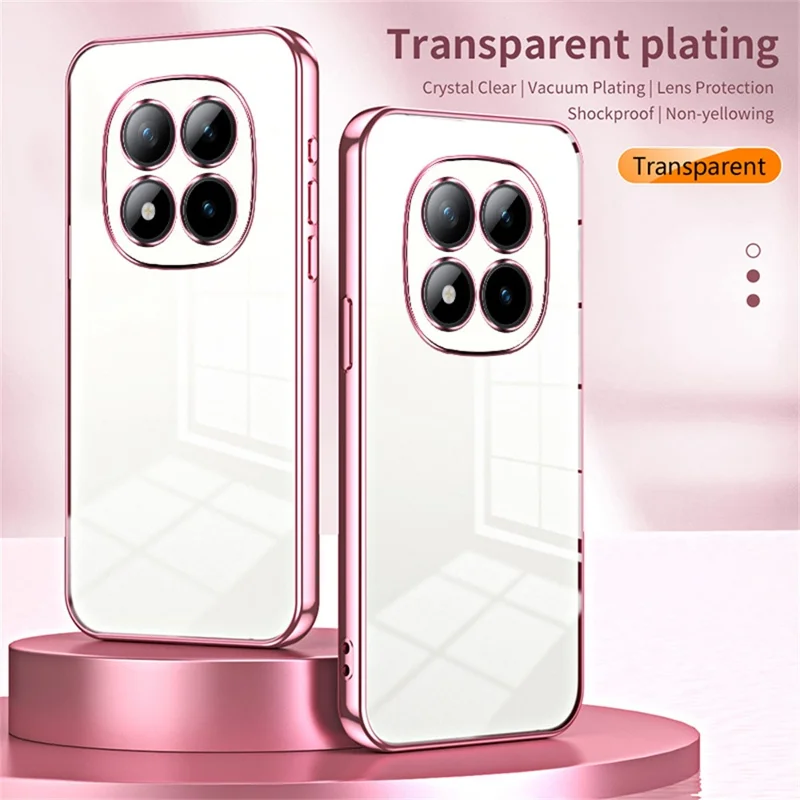 Voor Xiaomi Redmi Note 15 Pro+ 5G hoesje met electroplating frame zachte TPU telefoonhoes - Roze