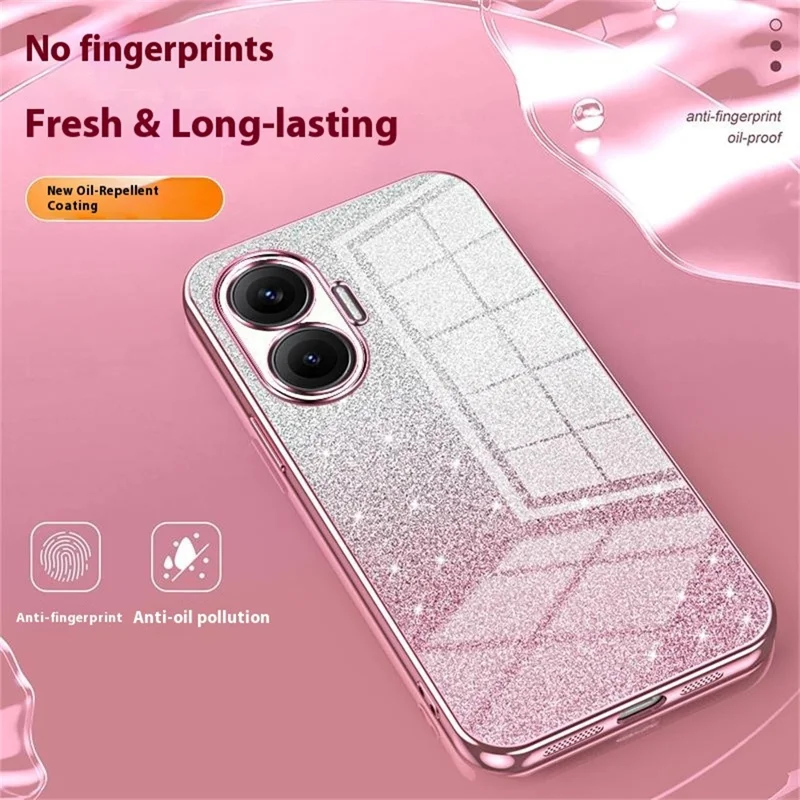 Fodral för Xiaomi Redmi Turbo 4 Pro 5G / Poco F7 5G med elektropläterat glittrigt TPU-skalskydd - Rosa