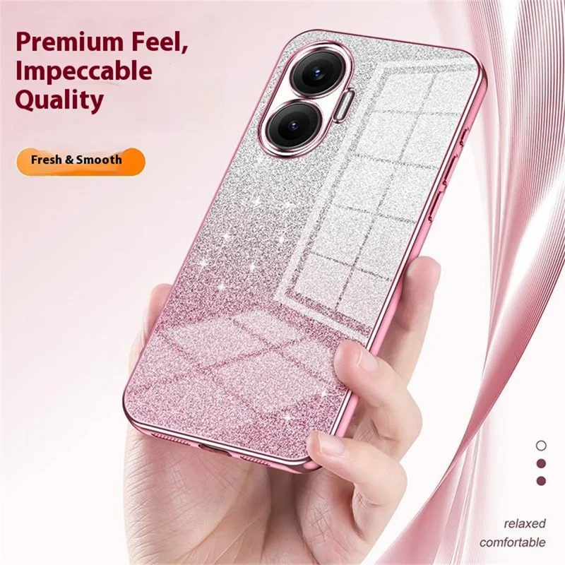 Fodral för Xiaomi Redmi Turbo 4 Pro 5G / Poco F7 5G med elektropläterat glittrigt TPU-skalskydd - Rosa