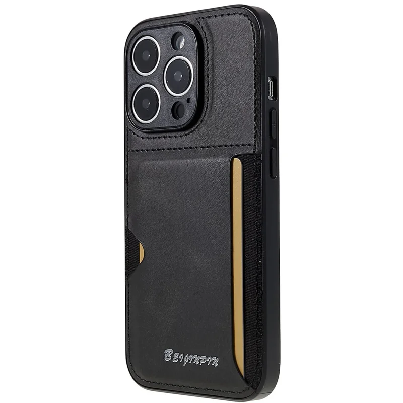 For iPhone 14 Pro Max Shockproof PU Leather+TPU+PC Protective Cover Card Slot Design Anti-scratch Cell Phone Case with Precise Cutout- Grey