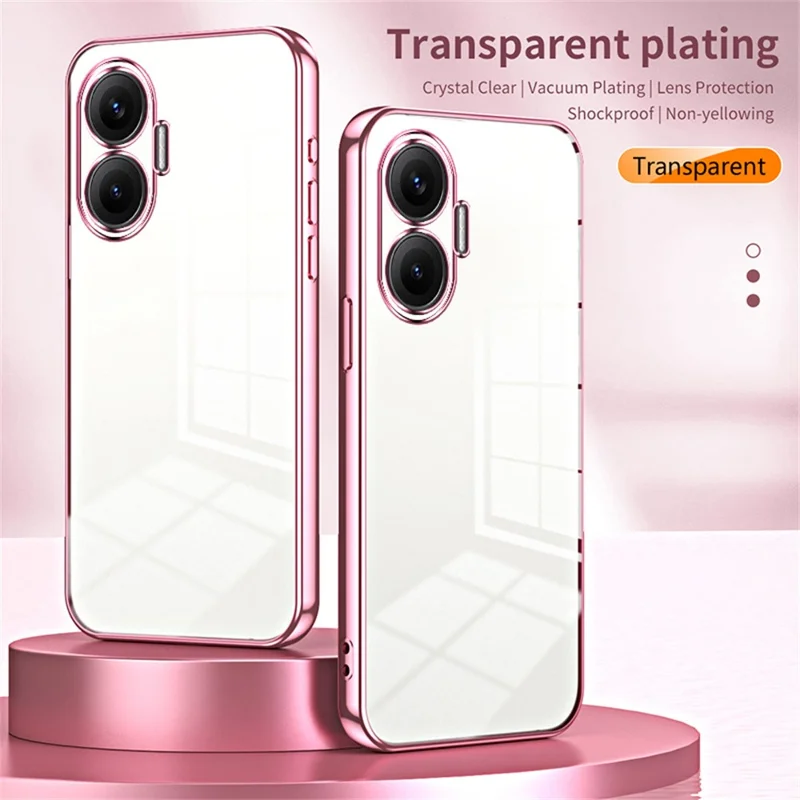 Til Xiaomi Redmi Turbo 4 Pro 5G / Poco F7 5G Etui med elektropladeret ramme i blød TPU-telefondæksel - Pink