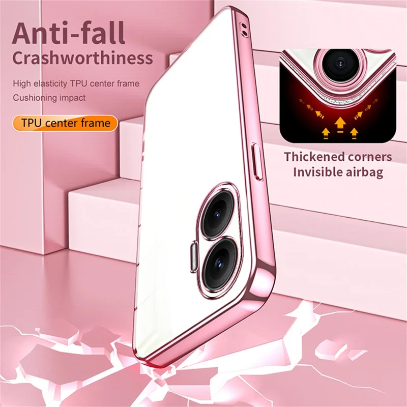 Til Xiaomi Redmi Turbo 4 Pro 5G / Poco F7 5G Etui med elektropladeret ramme i blød TPU-telefondæksel - Pink