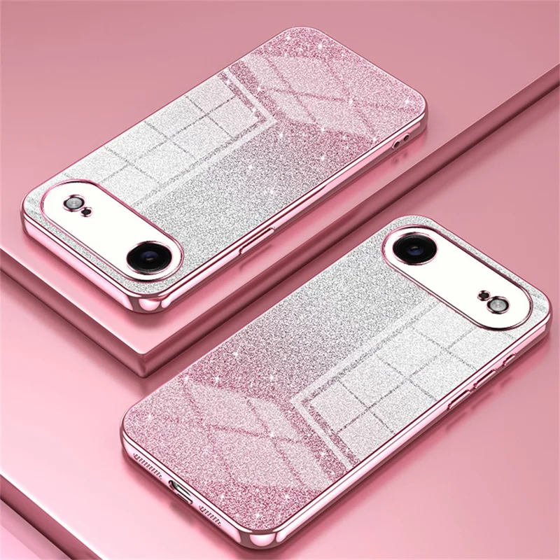 For iPhone Air Case Electroplating Gradient Glitter TPU Phone Cover - Pink