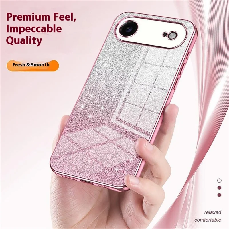 For iPhone Air Case Electroplating Gradient Glitter TPU Phone Cover - Pink