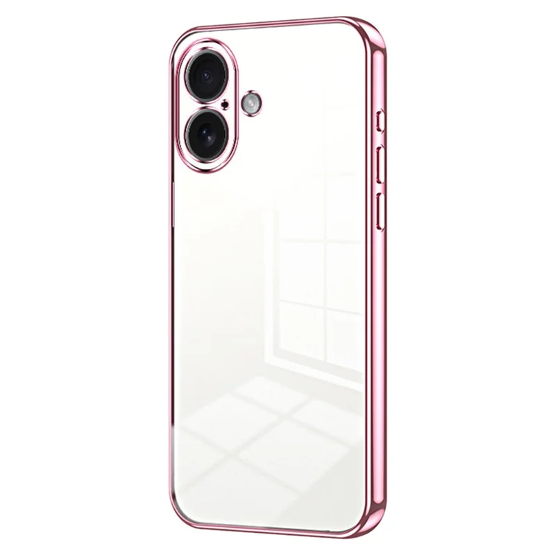 For iPhone 17 Case Electroplating Frame Soft TPU Phone Cover - Pink