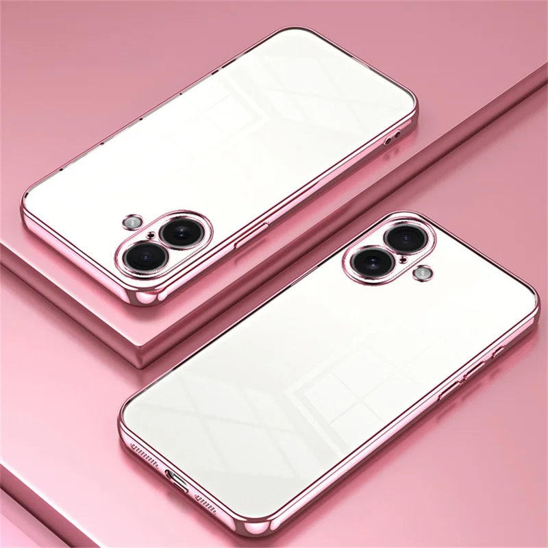 For iPhone 17 Case Electroplating Frame Soft TPU Phone Cover - Pink