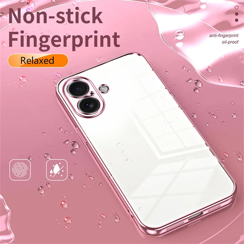 For iPhone 17 Case Electroplating Frame Soft TPU Phone Cover - Pink