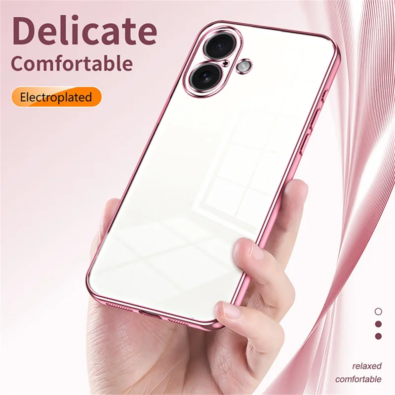 For iPhone 17 Case Electroplating Frame Soft TPU Phone Cover - Pink