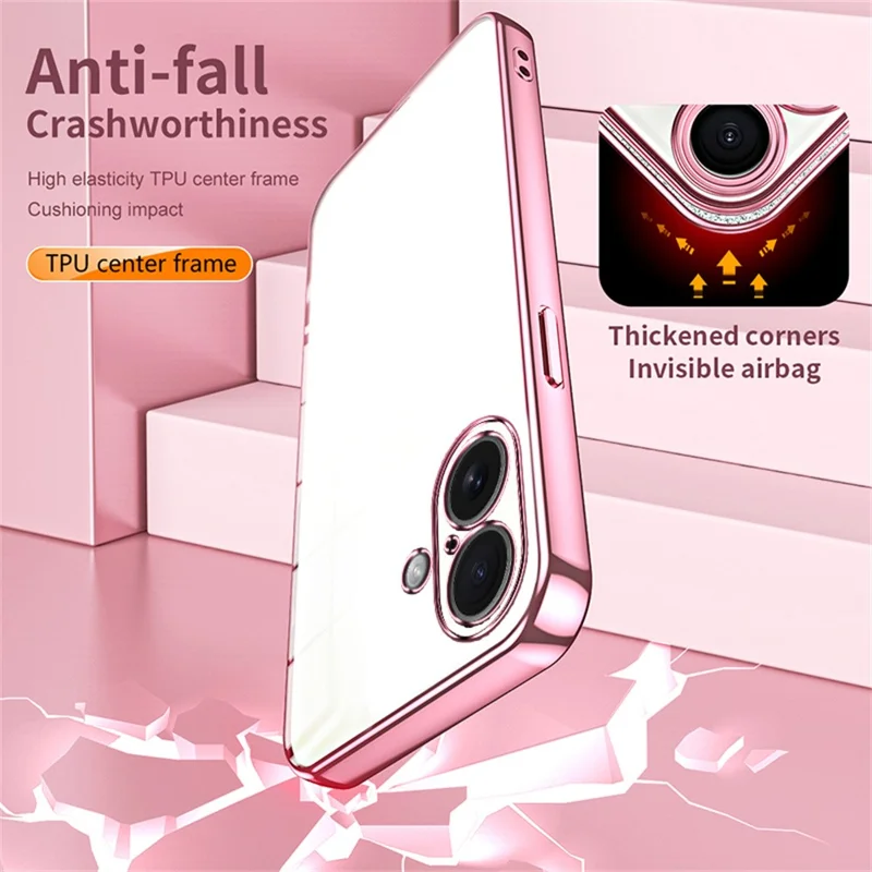 For iPhone 17 Case Electroplating Frame Soft TPU Phone Cover - Pink