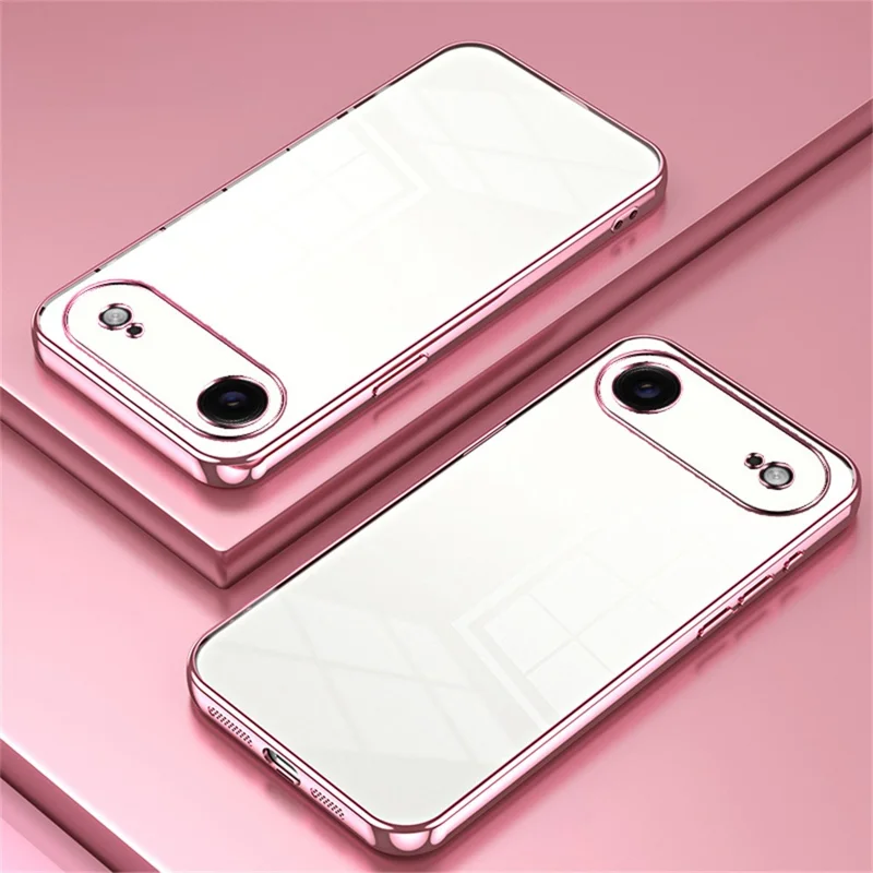 For iPhone Air Case Electroplating Frame Soft TPU Phone Cover - Pink