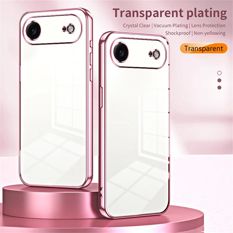 For iPhone Air Case Electroplating Frame Soft TPU Phone Cover - Pink