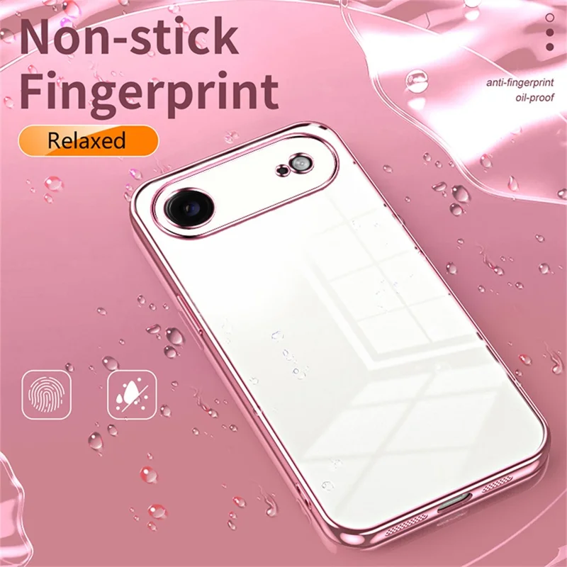 For iPhone Air Case Electroplating Frame Soft TPU Phone Cover - Pink
