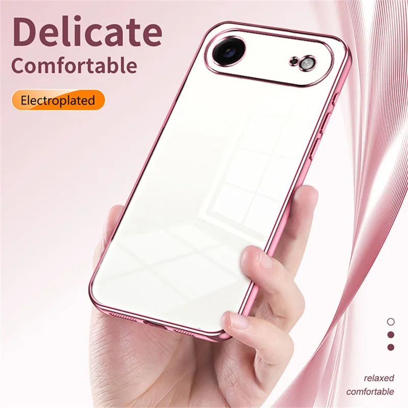 For iPhone Air Case Electroplating Frame Soft TPU Phone Cover - Pink
