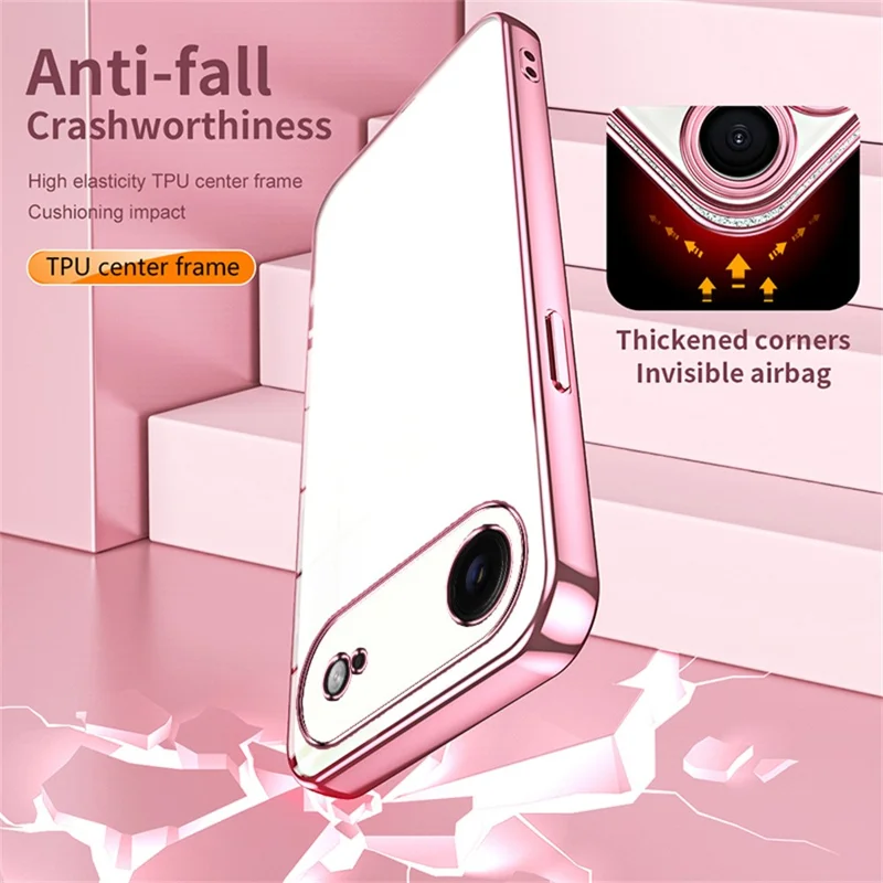 For iPhone Air Case Electroplating Frame Soft TPU Phone Cover - Pink