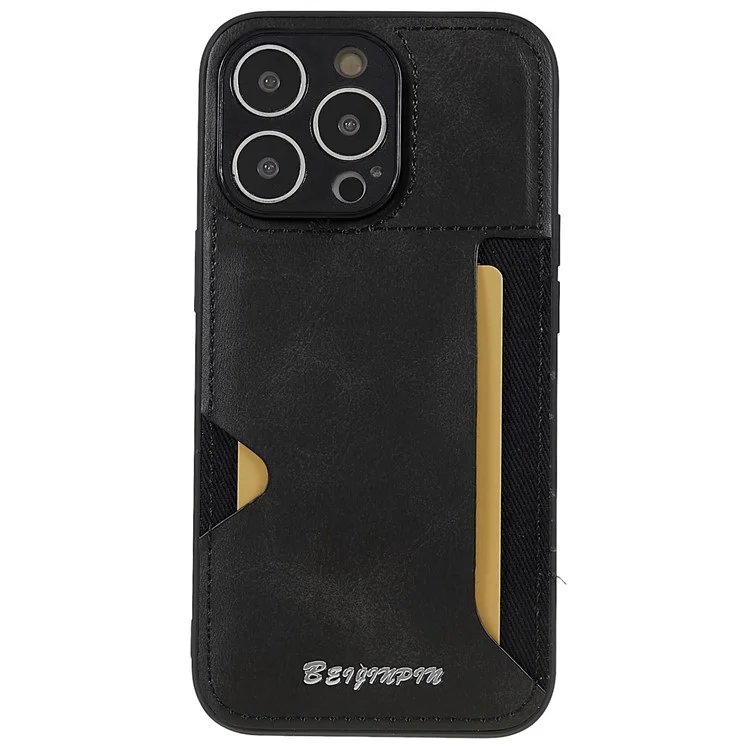 Cubierta de Teléfono Móvil Para Iphone 13 Pro 6.1 Pulgadas, Recorte Preciso PU Leather+TPU+PC Case de Protección Con Ranura Para Tarjetas - Gris