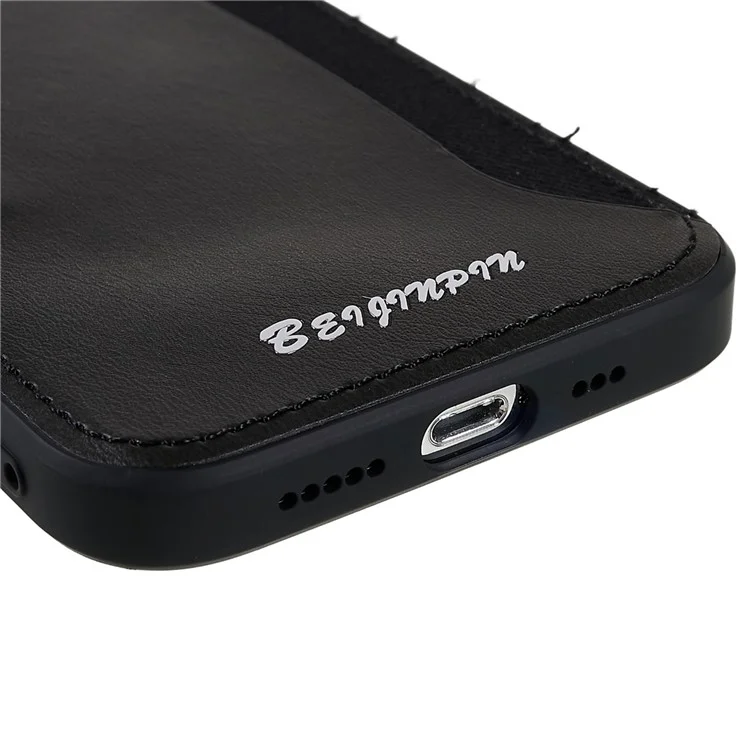 Cubierta de Teléfono Móvil Para Iphone 13 Pro 6.1 Pulgadas, Recorte Preciso PU Leather+TPU+PC Case de Protección Con Ranura Para Tarjetas - Gris