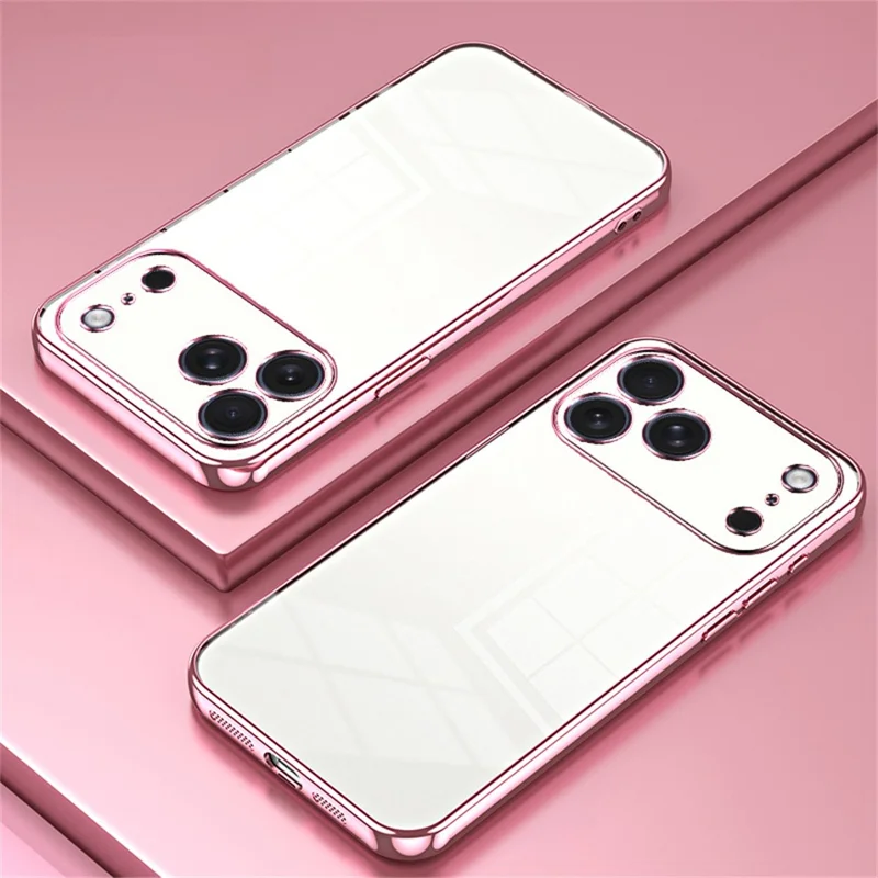 للهاتف iPhone 17 Pro Max غطاء بهيكل مطلي وواقي من مادة TPU لينة - وردي