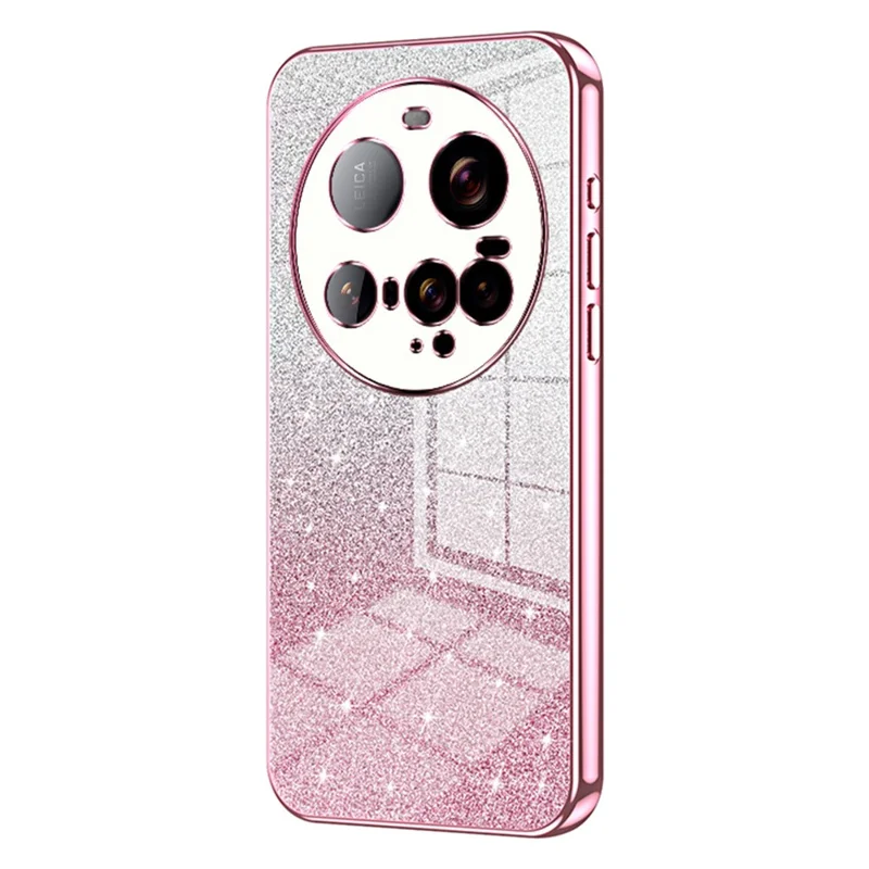 Voor Xiaomi 15 Ultra hoesje met electroplating, gradatie glitters, TPU telefoonhoesje - Roze