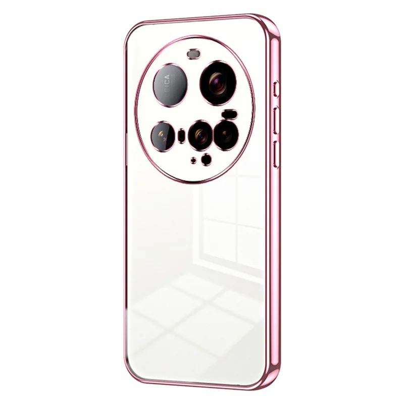 Voor Xiaomi 15 Ultra hoesje met electroplating frame zachte TPU telefoonhoes - Roze