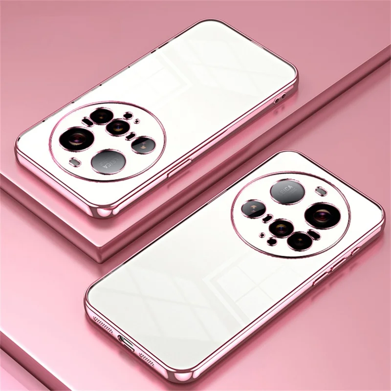 Voor Xiaomi 15 Ultra hoesje met electroplating frame zachte TPU telefoonhoes - Roze