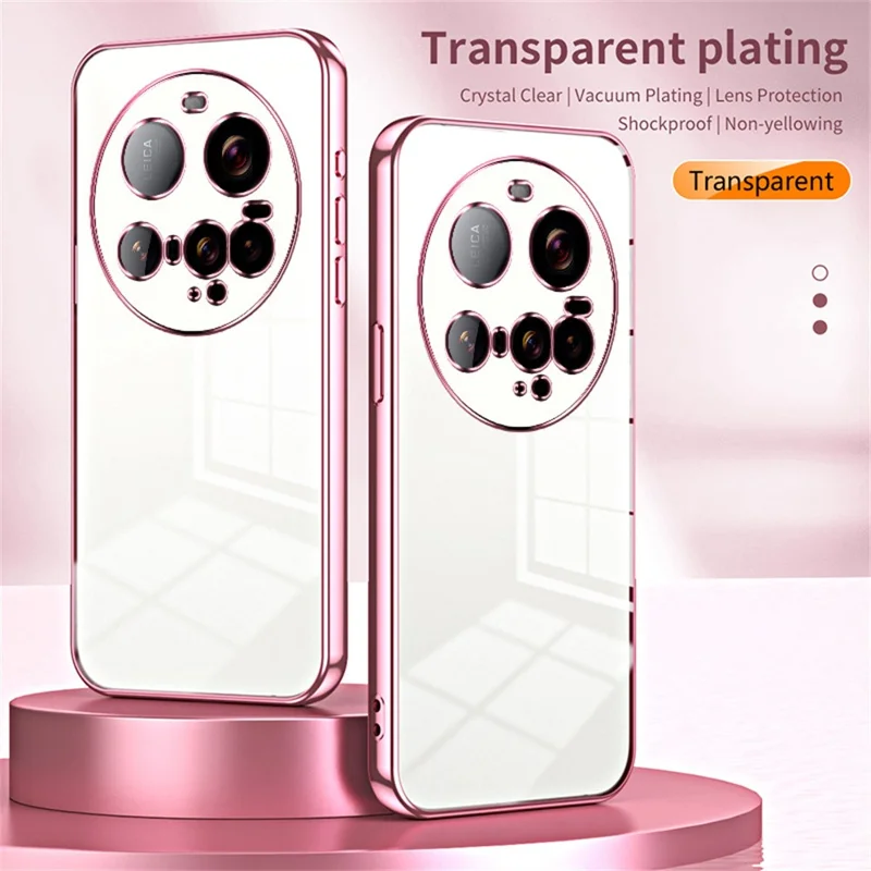 Voor Xiaomi 15 Ultra hoesje met electroplating frame zachte TPU telefoonhoes - Roze