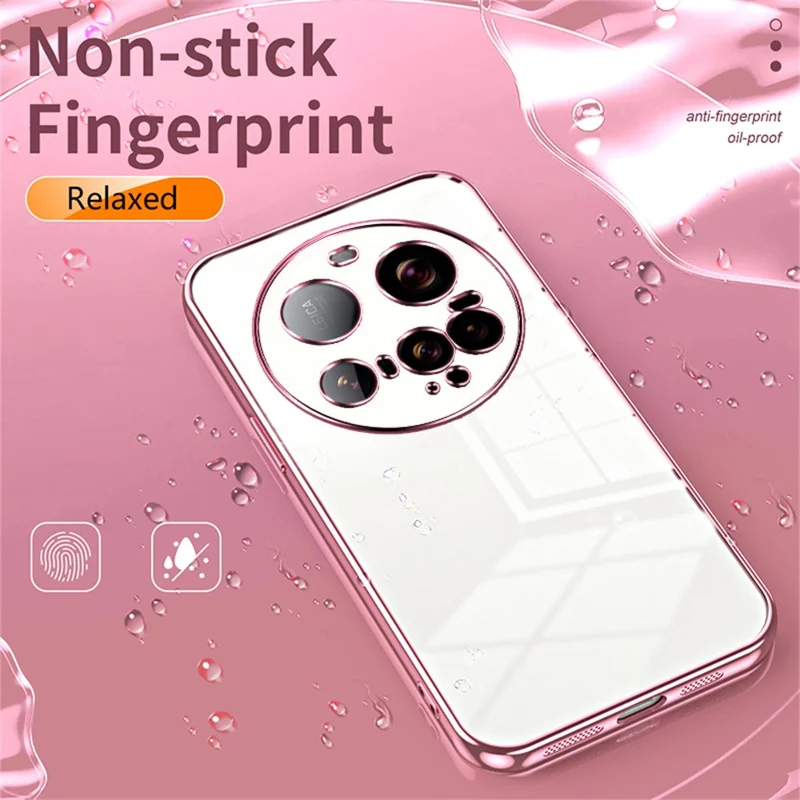 Voor Xiaomi 15 Ultra hoesje met electroplating frame zachte TPU telefoonhoes - Roze