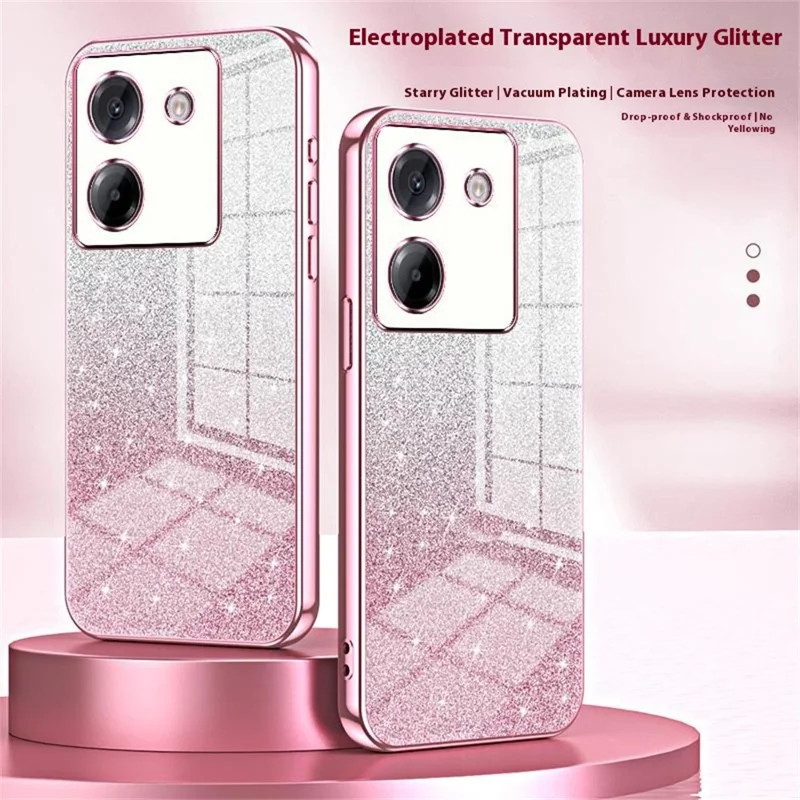 For Xiaomi Poco M7 Pro 5G Case Electroplating Gradient Glitter TPU Phone Cover - Pink