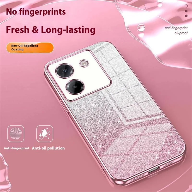 For Xiaomi Poco M7 Pro 5G Case Electroplating Gradient Glitter TPU Phone Cover - Pink
