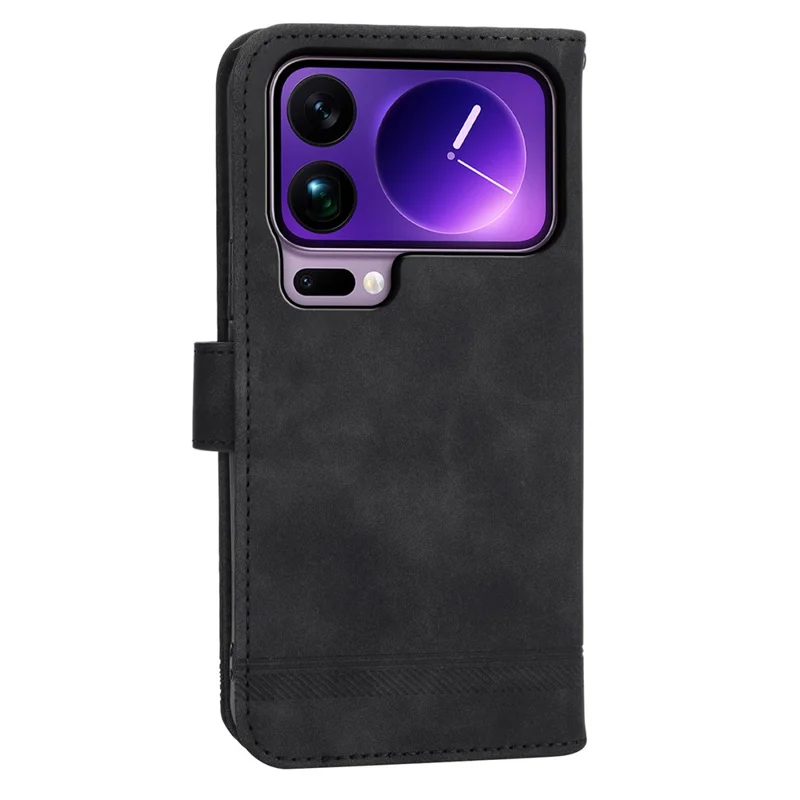 DIERFENG DF-03 Voor Xiaomi 17 Pro Max Hoesje Lijnafdruk Portemonnee Leren Telefoonhoes met Polsbandje - Zwart