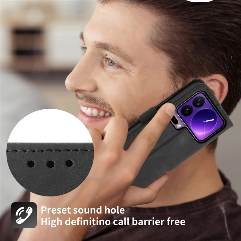 Voor Xiaomi 17 Pro Case Bloemenpatroon PU Leer Portemonnee Telefoonhoesje met Bandje - Zwart