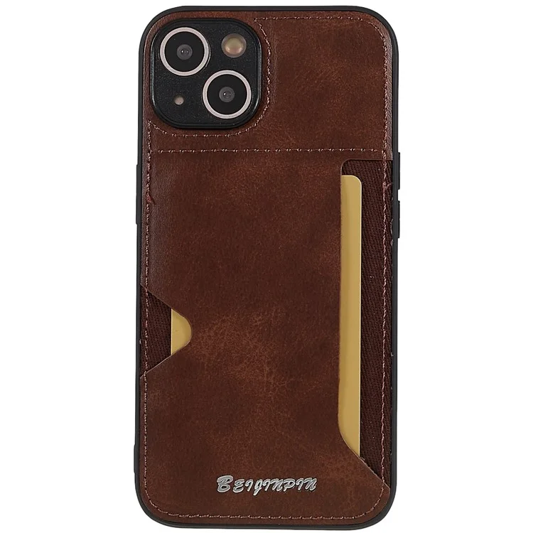 Per Iphone 13 Mini Mini da 5,4 Pollici di Scheda Antidust Slot Telefono PU Peth+tpu+pc Copertina di Protezione Del Design Per Ritagli Preciso - Marrone