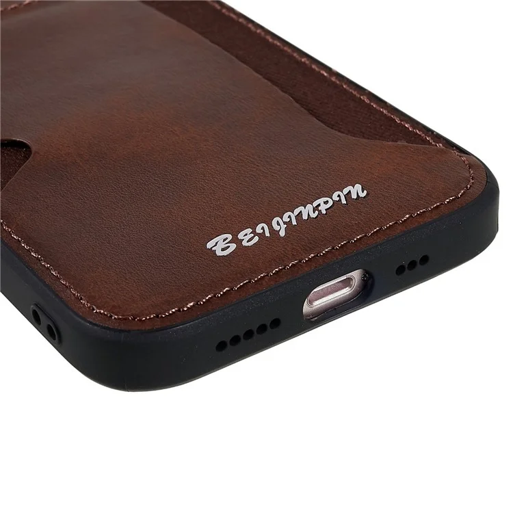 Per Iphone 13 Mini Mini da 5,4 Pollici di Scheda Antidust Slot Telefono PU Peth+tpu+pc Copertina di Protezione Del Design Per Ritagli Preciso - Marrone