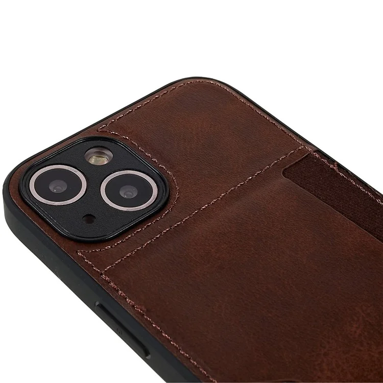 Per Iphone 13 Mini Mini da 5,4 Pollici di Scheda Antidust Slot Telefono PU Peth+tpu+pc Copertina di Protezione Del Design Per Ritagli Preciso - Marrone