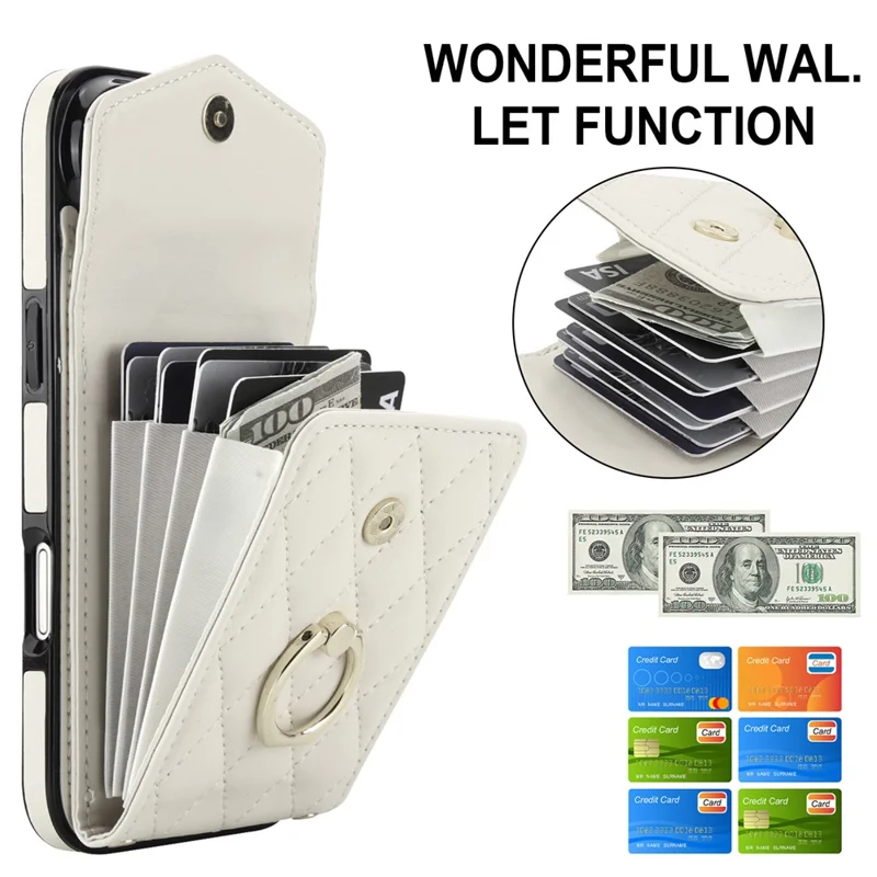 For iPhone Air Case RFID Blocking Card Bag Leather + TPU Crossbody Phone Cover with Ring Kickstand - Beige