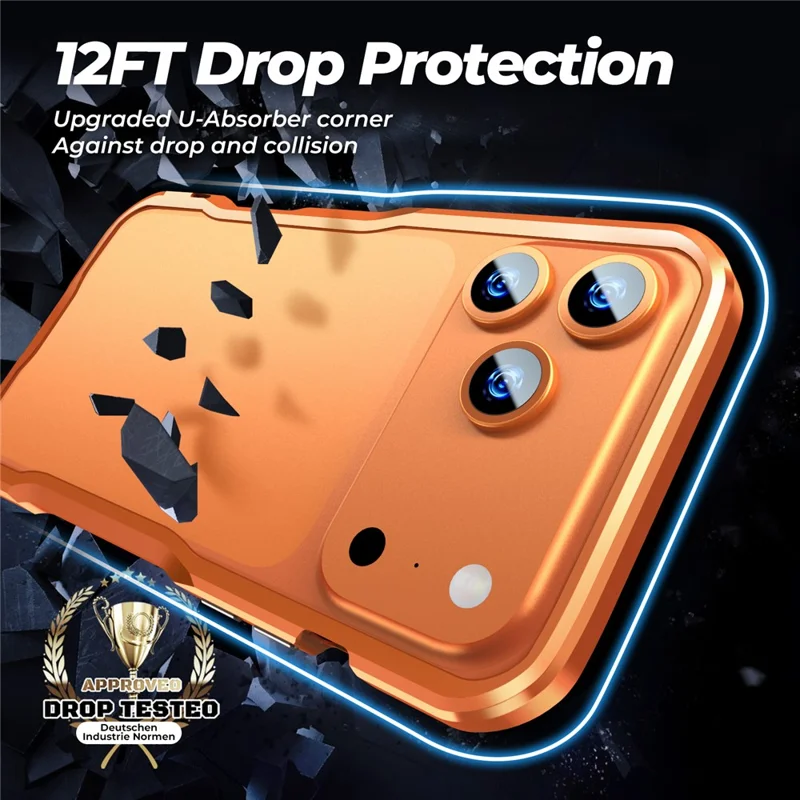 LUPHIE For iPhone 17 Pro Max Case Metal Bumper Frame Shockproof Phone Cover - Dark Blue