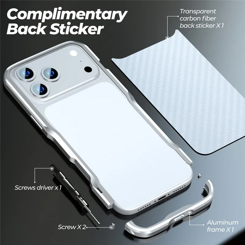 LUPHIE For iPhone 17 Pro Case Metal Bumper Frame Shockproof Phone Cover - Dark Blue
