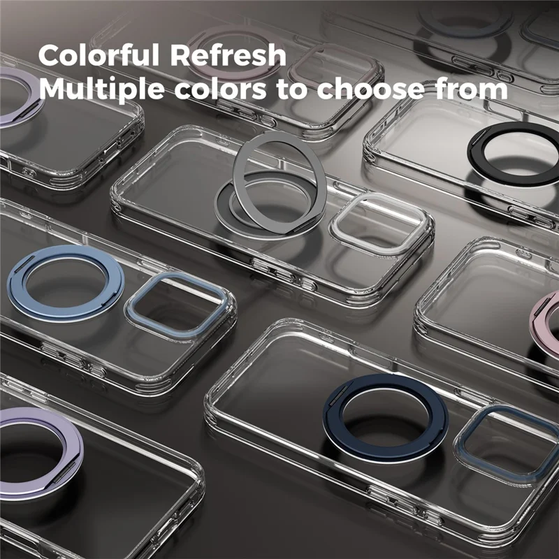 ABEEL Q-LUCK For iPhone 13 Pro Magnetic Case Rotating Kickstand Shockproof TPU + PC Phone Back Cover - Silver