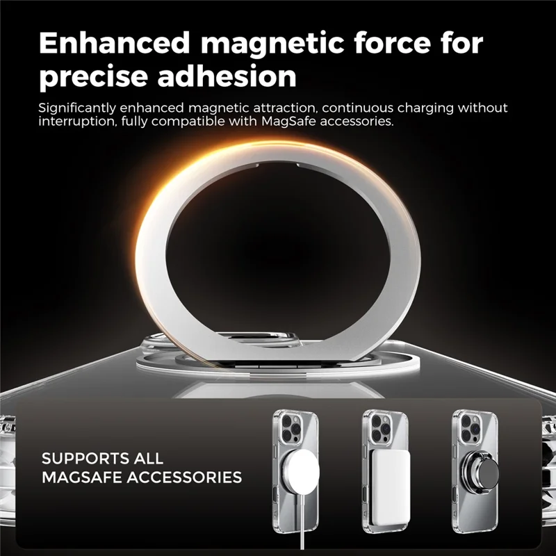 ABEEL Q-LUCK For iPhone 13 Pro Magnetic Case Rotating Kickstand Shockproof TPU + PC Phone Back Cover - Silver