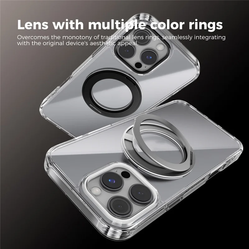 ABEEL Q-LUCK For iPhone 13 Pro Max Magnetic Case Rotating Kickstand Shockproof TPU + PC Phone Back Cover - Silver