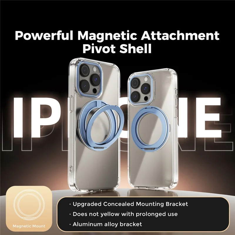 ABEEL Q-LUCK For iPhone 15 Pro Magnetic Case Rotating Kickstand Shockproof TPU + PC Phone Back Cover - Baby Blue