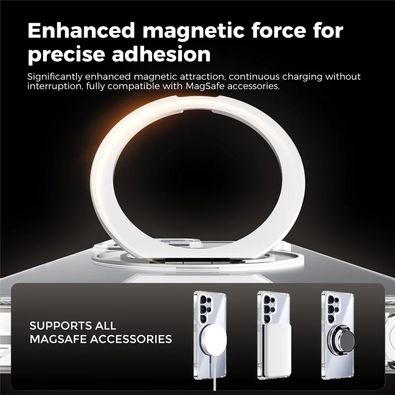 ABEEL Q-LUCK For Samsung Galaxy S25 Ultra Magnetic Case Rotating Kickstand Shockproof TPU + PC Phone Back Cover - Silver