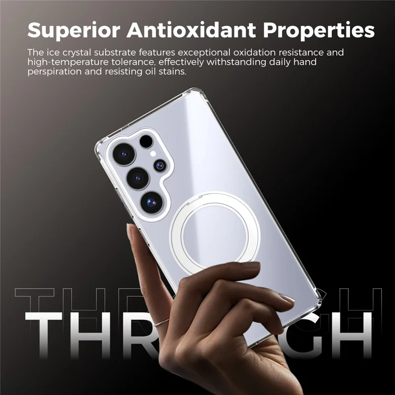 ABEEL Q-LUCK For Samsung Galaxy S25 Ultra Magnetic Case Rotating Kickstand Shockproof TPU + PC Phone Back Cover - Silver