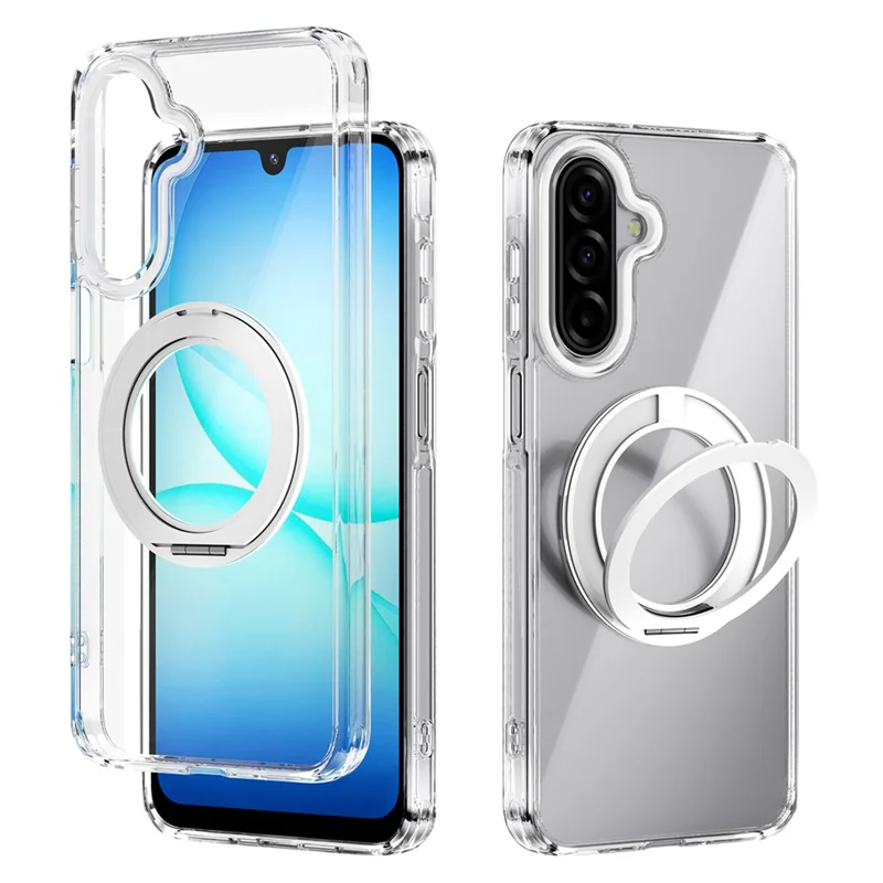 ABEEL Q-LUCK For Samsung Galaxy A17 5G  /  4G Magnetic Case Rotating Kickstand Shockproof TPU + PC Phone Back Cover - Silver