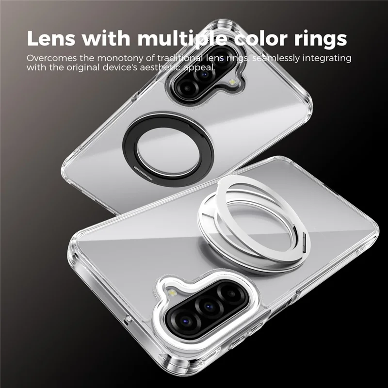 ABEEL Q-LUCK For Samsung Galaxy A17 5G  /  4G Magnetic Case Rotating Kickstand Shockproof TPU + PC Phone Back Cover - Silver