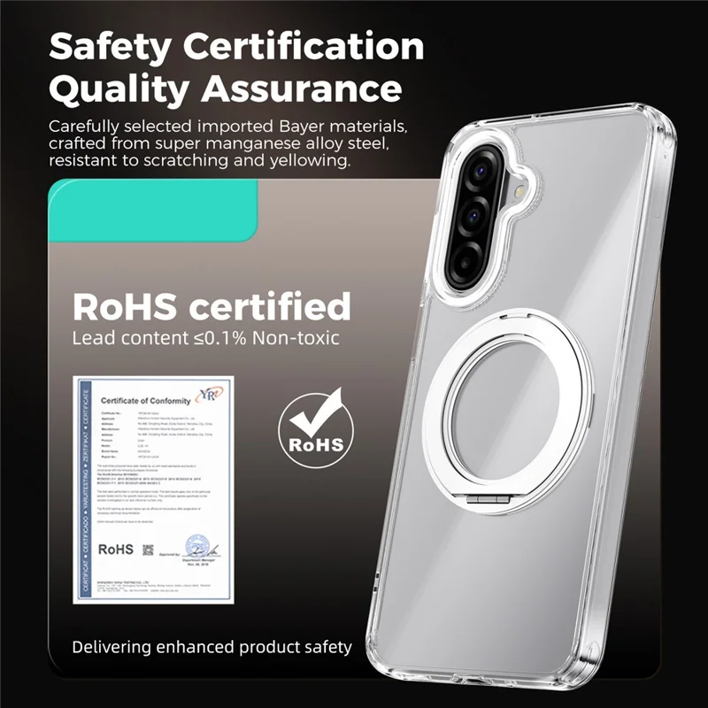 ABEEL Q-LUCK For Samsung Galaxy A17 5G  /  4G Magnetic Case Rotating Kickstand Shockproof TPU + PC Phone Back Cover - Silver