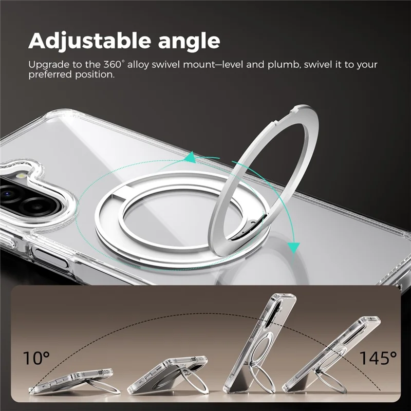 ABEEL Q-LUCK For Samsung Galaxy A17 5G  /  4G Magnetic Case Rotating Kickstand Shockproof TPU + PC Phone Back Cover - Silver