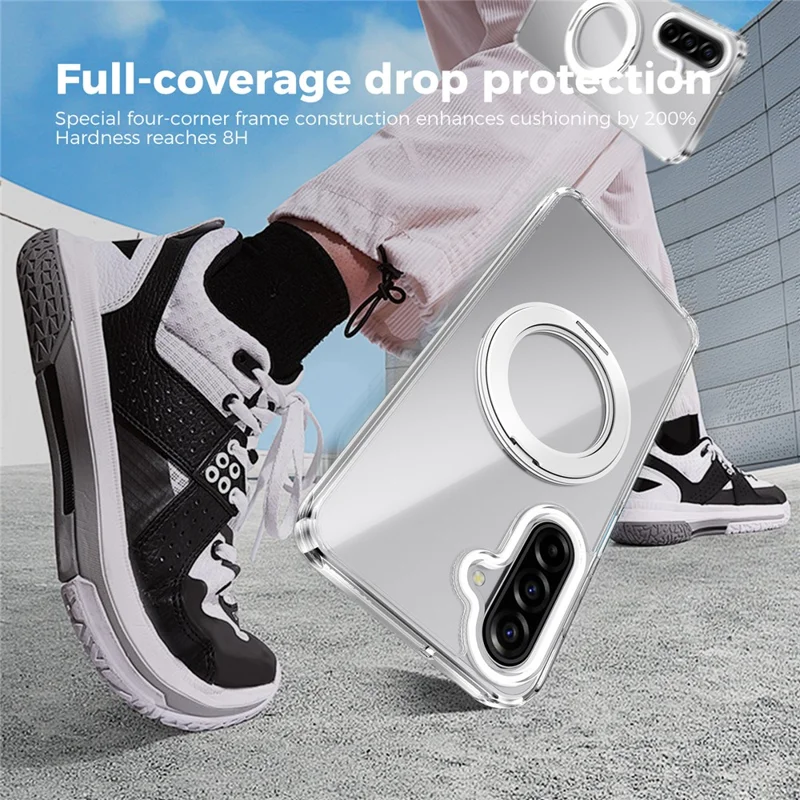 ABEEL Q-LUCK For Samsung Galaxy A17 5G  /  4G Magnetic Case Rotating Kickstand Shockproof TPU + PC Phone Back Cover - Silver