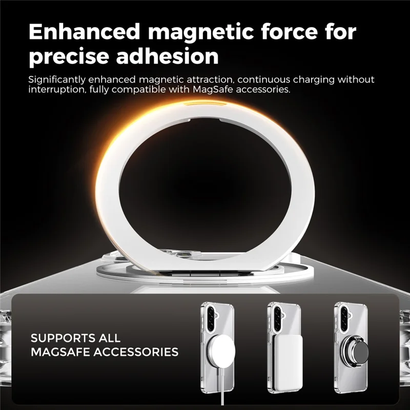 ABEEL Q-LUCK For Samsung Galaxy A17 5G  /  4G Magnetic Case Rotating Kickstand Shockproof TPU + PC Phone Back Cover - Silver